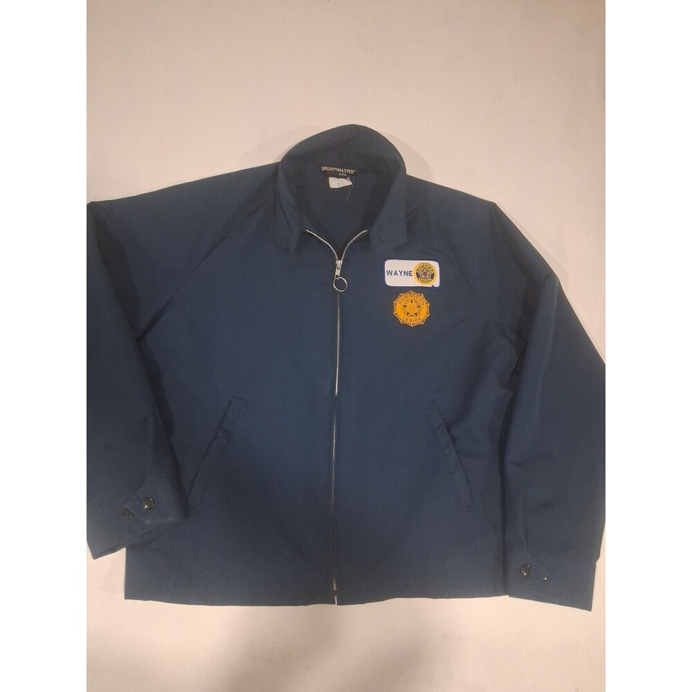 Vtg American Legion Navy Blue Jacket La Pine Oregon Wayne Sportsmaster USA Large